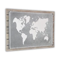 Wood Plank With Epoxy Printed Map Wall Art