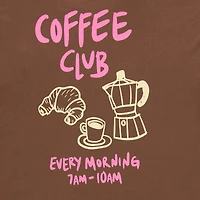 Coffee Club Womens Juniors Crew Neck Short Sleeve Oversized Graphic T-Shirt
