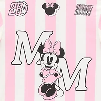 Womens Juniors V Neck Short Sleeve Minnie Mouse Jersey