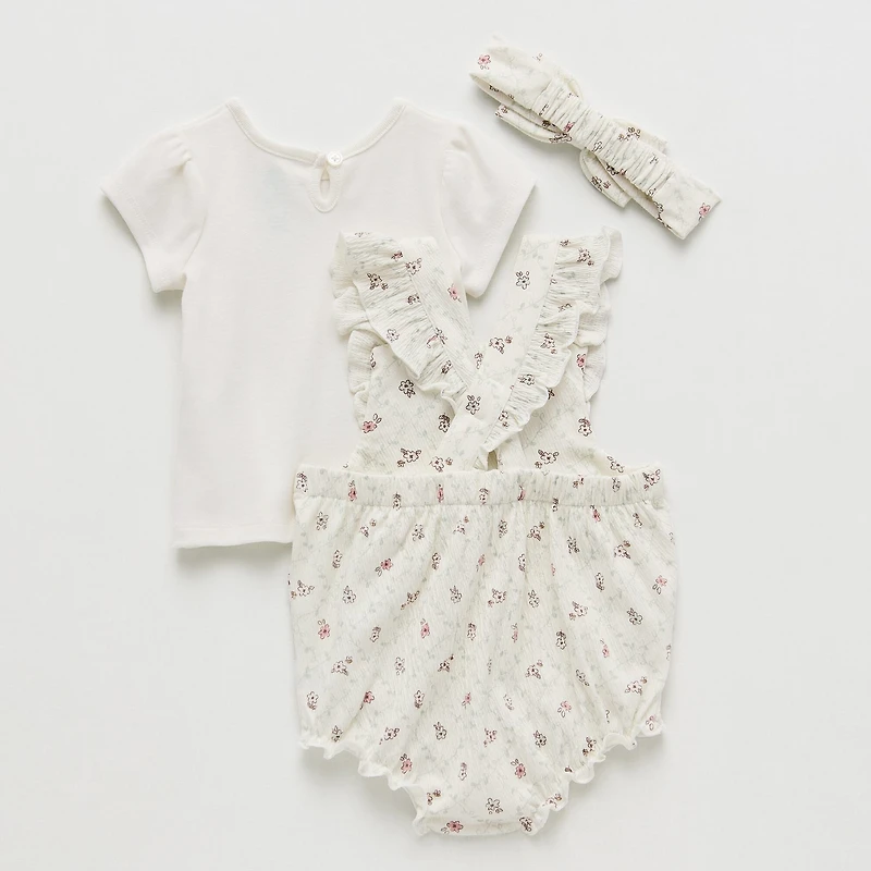 Baby Girls 3-pc. Winnie The Pooh Shortall Set