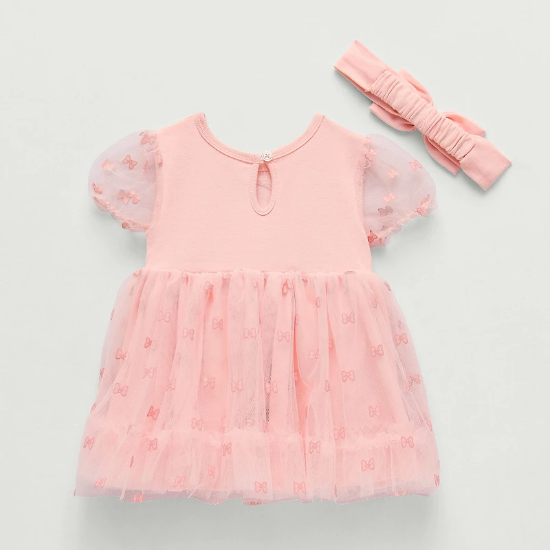 Baby Girls Short Sleeve Minnie Mouse A-Line Dress