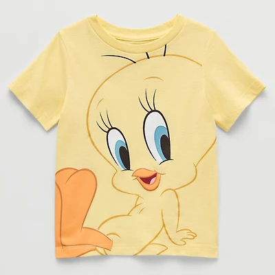Toddler Girls Crew Neck Short Sleeve Regular Fit Looney Tunes Graphic T-Shirt