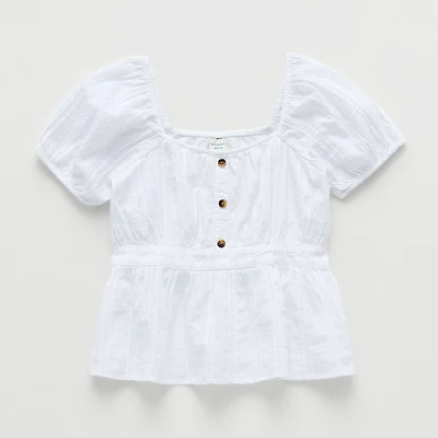 Thereabouts Little & Big Kid Girls Square Neck Short Sleeve Babydoll Top
