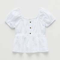 Thereabouts Little & Big Kid Girls Square Neck Short Sleeve Babydoll Top