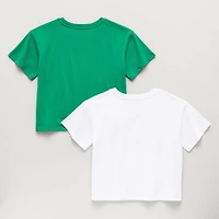 Thereabouts Little & Big Kid Girls Easy-on + Easy-off Hidden Access Opening Crew Neck Short Sleeve Adaptive Boxy Fit 2-pc. Graphic T-Shirt