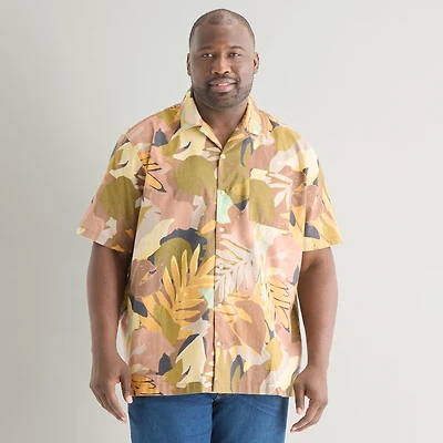 mutual weave Mens Short Sleeve Big and Tall Camp Shirt