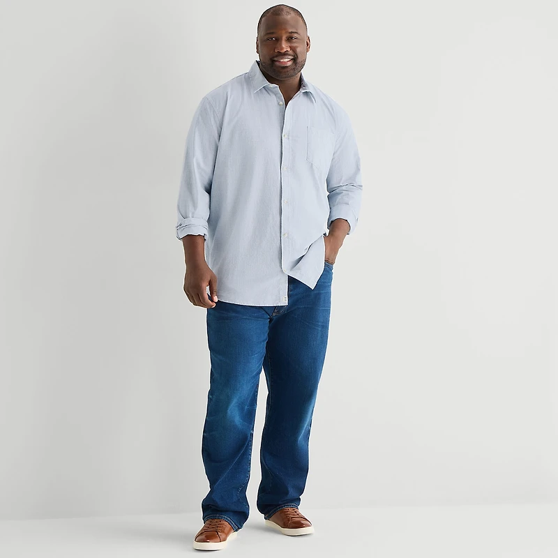 mutual weave Mens Long Sleeve Regular Fit Big and Tall Button-Down Shirt
