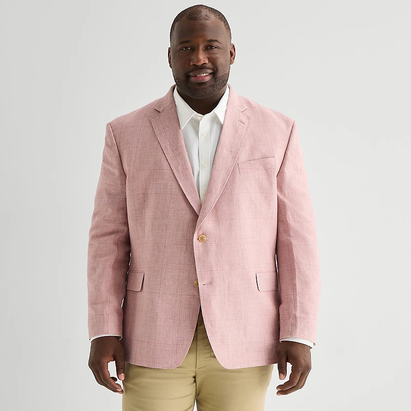 Stafford Mens Big and Tall Plaid Regular Fit Sport Coat