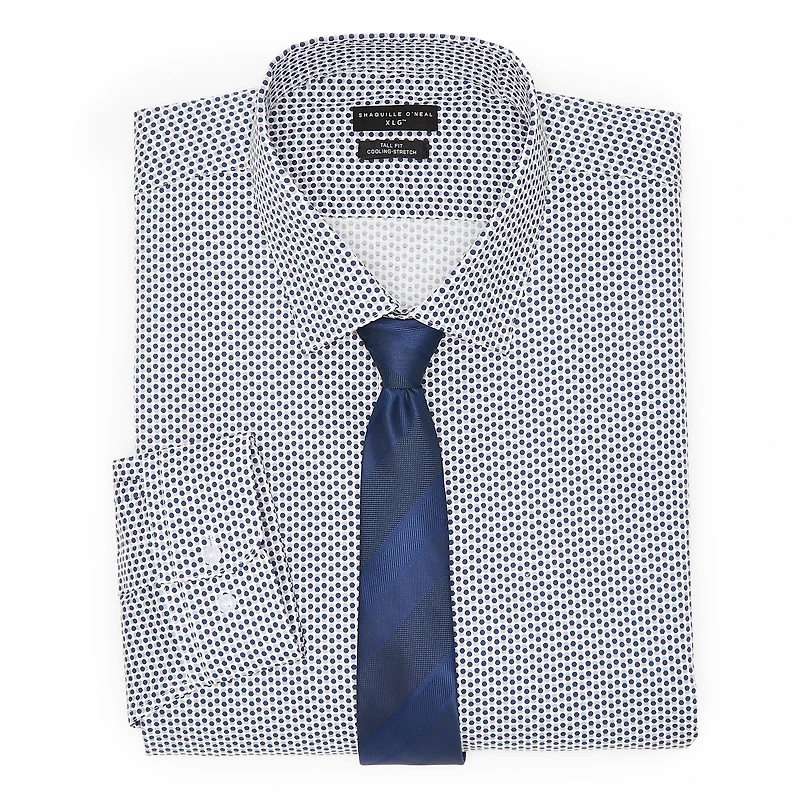 Shaquille O'Neal XLG™ Mens Big and Tall Regular Fit Long Sleeve Dress Shirt Tie Set