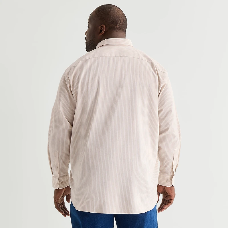 Stafford Chambray Mens Long Sleeve Regular Fit Big and Tall Button-Down Shirt
