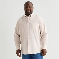 Stafford Chambray Mens Long Sleeve Regular Fit Big and Tall Button-Down Shirt