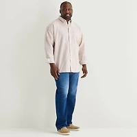 Stafford Chambray Mens Long Sleeve Regular Fit Big and Tall Button-Down Shirt