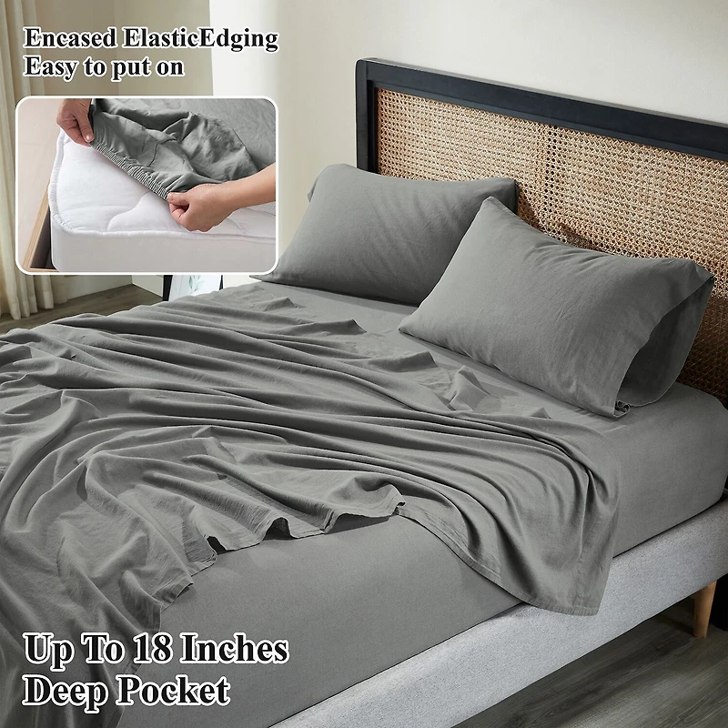 SUPERIOR® Orion Linen Garment Washed Soft Deep Pocket Sheet Set