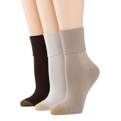 Gold Toe Ultra Soft Womens Multi-Pack 3 Pair Turncuff Socks