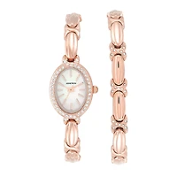 Armitron Now Crystal Accent Womens Crystal Accent Rose Goldtone 2-pc. Watch Boxed Set 75/5395mprgst