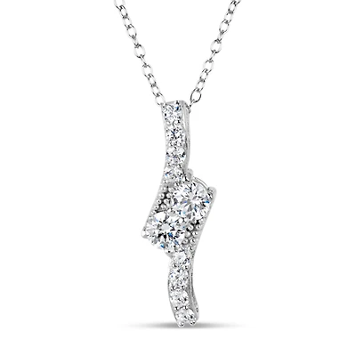 Womens 1 1/3 CT. T.W. White Zirconia Sterling Silver Round 18 Inch Pendant Necklace