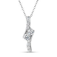 Womens 1 1/3 CT. T.W. White Zirconia Sterling Silver Round 18 Inch Pendant Necklace