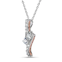 Womens 1 1/3 CT. T.W. White Zirconia Sterling Silver Round 18 Inch Pendant Necklace