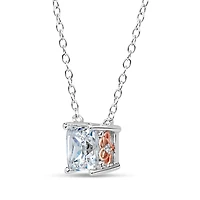 Womens 2 CT. T.W. White Zirconia Sterling Silver Square 18 Inch Pendant Necklace