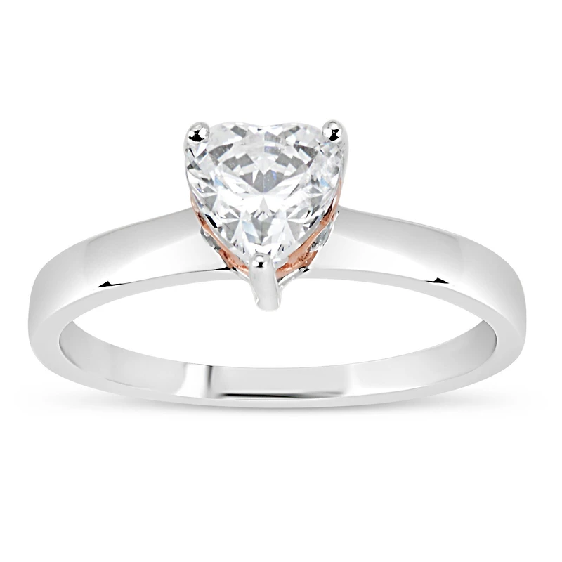 Womens 1 5/8 CT. T.W. White Zirconia Sterling Silver Heart Solitaire Cocktail Ring