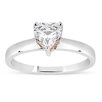 Womens 1 5/8 CT. T.W. White Zirconia Sterling Silver Heart Solitaire Cocktail Ring