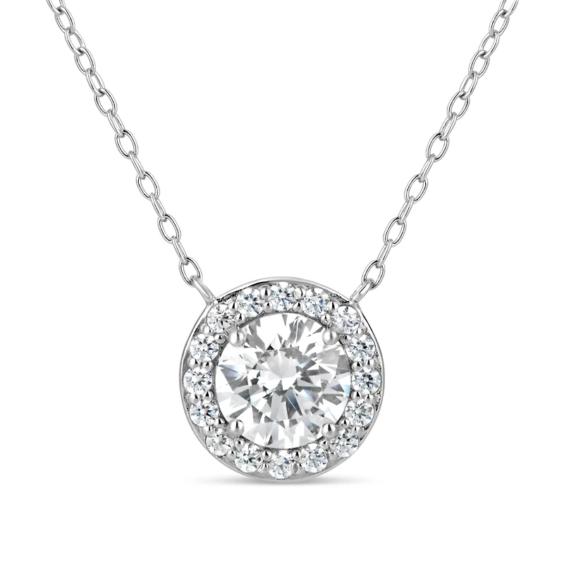 Womens 3/4 CT. T.W. White Zirconia Sterling Silver Round 18 Inch Pendant Necklace