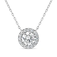 Womens 3/4 CT. T.W. White Zirconia Sterling Silver Round 18 Inch Pendant Necklace
