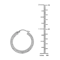 Womens Sterling Silver 25mm Round Hoop Earrings