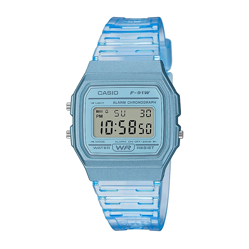Casio Womens Digital Blue Strap Watch F91ws-2