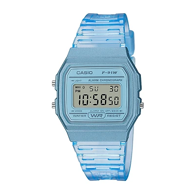 Casio Womens Digital Blue Strap Watch F91ws-2