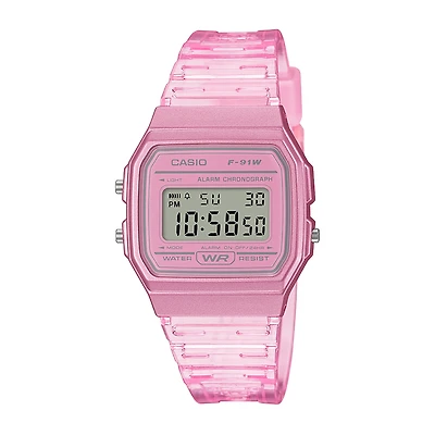 Casio Womens Digital Pink Strap Watch F91ws-4