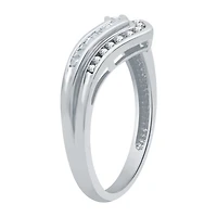 Womens 2MM 1/4 CT. T.W. Natural White Diamond Sterling Silver Chevron Wedding Band