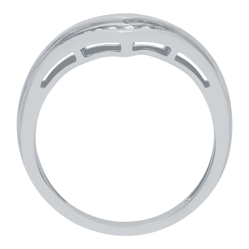 Womens 2MM 1/4 CT. T.W. Natural White Diamond Sterling Silver Chevron Wedding Band