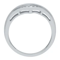 Womens 2MM 1/4 CT. T.W. Natural White Diamond Sterling Silver Chevron Wedding Band