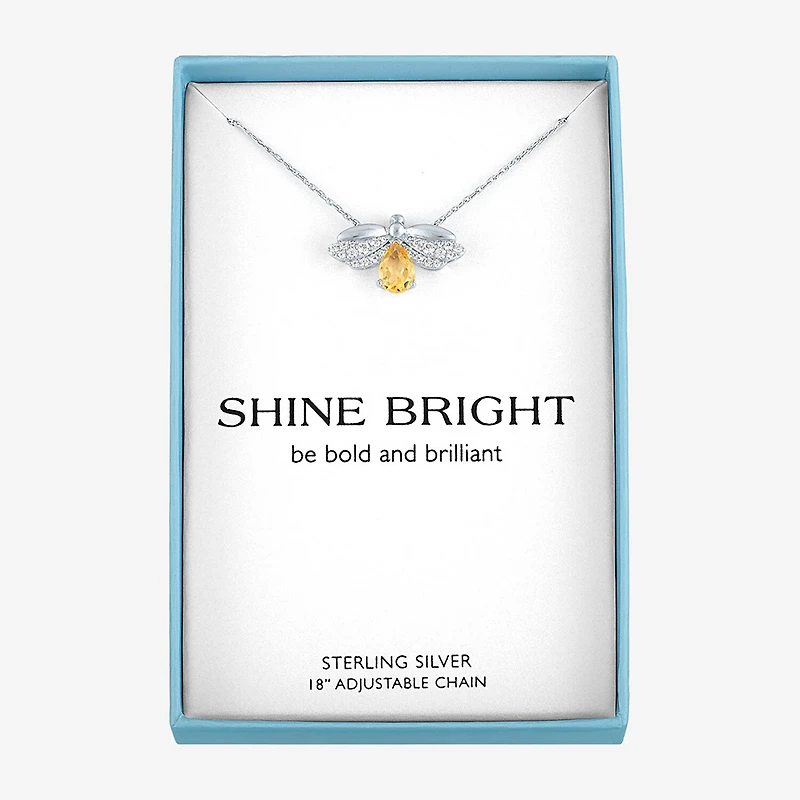 Firefly "Shine Bright" Womens Lab Created Yellow Citrine Sterling Silver 18 Inch Pendant Necklace