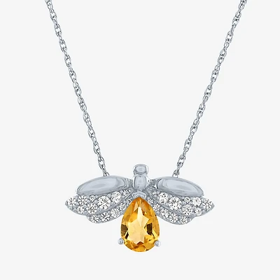 Firefly "Shine Bright" Womens Lab Created Yellow Citrine Sterling Silver 18 Inch Pendant Necklace