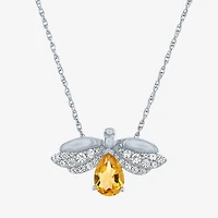 Firefly "Shine Bright" Womens Lab Created Yellow Citrine Sterling Silver 18 Inch Pendant Necklace