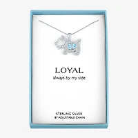 Scottie Dog Womens Lab Created Blue Topaz Sterling Silver 18 Inch Pendant Necklace