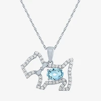Scottie Dog Womens Lab Created Blue Topaz Sterling Silver 18 Inch Pendant Necklace