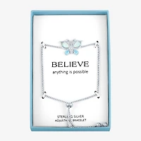 Womens Lab Created Opal Sterling Silver Butterfly Bolo Bracelet