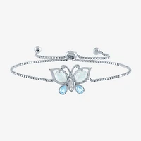 Womens Lab Created Opal Sterling Silver Butterfly Bolo Bracelet