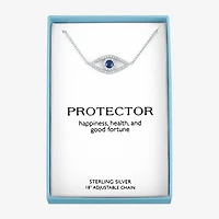 "Protector" Womens Lab Created Blue Sapphire Sterling Silver Evil Eye Pendant Necklace