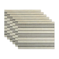 Design Imports Black Farmhouse Stripe Pvc Woven 6-pc. Table Linen Set