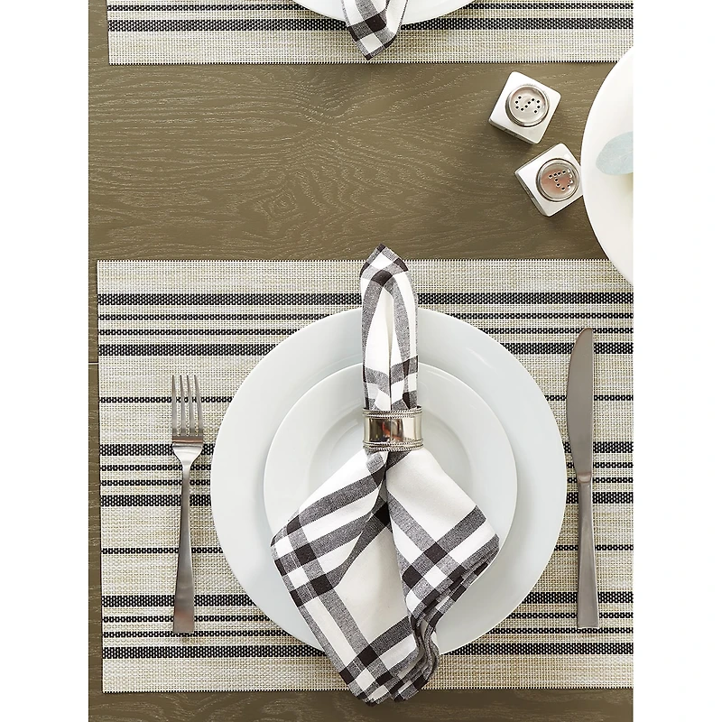 Design Imports Black Farmhouse Stripe Pvc Woven 6-pc. Table Linen Set