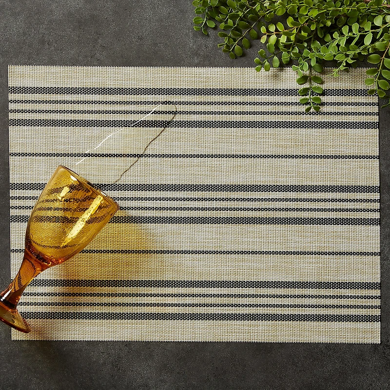 Design Imports Black Farmhouse Stripe Pvc Woven 6-pc. Table Linen Set