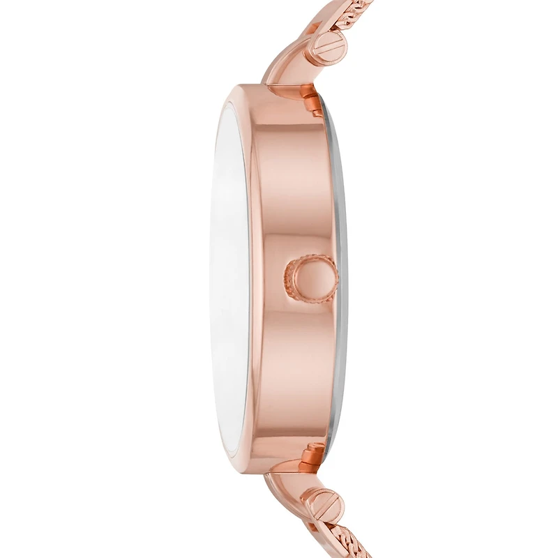 Geneva Womens Crystal Accent Rose Goldtone Stainless Steel Bracelet Watch Fmdjset076