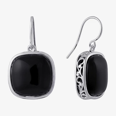 Sparkle Allure Genuine Stone Womens Blue Pure Silver Over Brass Square Drop Earrings