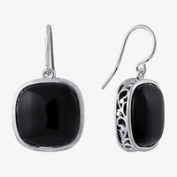 Sparkle Allure Genuine Stone Womens Blue Pure Silver Over Brass Square Drop Earrings