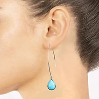 Sparkle Allure Womens Blue Howlite Pure Silver Over Brass Pear Drop Earrings