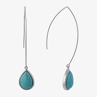 Sparkle Allure Womens Blue Howlite Pure Silver Over Brass Pear Drop Earrings